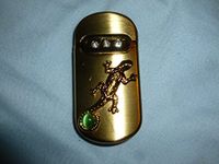 Limited edition windproof lighter "PLAIN GOLDEN LIZARD w/pearl"+Great gift box