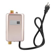 Junluck Instant Water Heater, 110V 3000W Mini Electric Tankless Instant Hot Water Heater Adjust Water Temperature Bathroom Kitchen Washing with LCD Display, No Exhaust Gas(Golden)