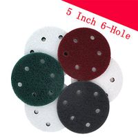 5 Inch 6 Holes Multi-purpose Industrial Scouring Pad Hook and Loop, 240 to 800 Grit Heavy Duty Nylon Cleaning Cloth (Pack of 15) (800 grit)