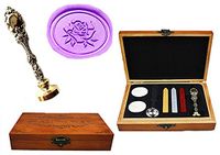 MNYR Vintage Romance Rose Flower Nature Decorative Luxury Wood Box Silver Metal Peacock Wedding Invitations Gift Card Stationary Envelope Custom Wax Seal Sealing Stamp Stick Melting Spoon Gift Box Set