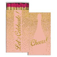HomArt Large Decorative Gold Foil Celebrate Candle and Fireplace Wood Matches (Set of 10)