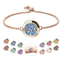 Aromatherapy Essential Oil Diffuser Bracelet - ttstar Rose Gold Stainless Steel Adjustable Women Jewelry Diffuser Bracelet with 24 Refill Pads Gift Se