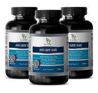 Remove Gray Hair - Anti Gray Hair Natural Complex 1200mg - Biotin with folic Acid - 3 Bottles 180 Capsules