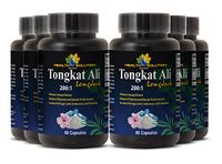 Eurycoma longifolia Powder - Tongkat Ali 200:1 Premium Extract - Herbal Testosterone Booster for Men (6 Bottles - 360 Capsules)