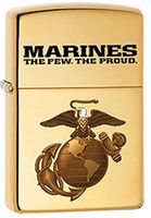 US Marines, The Few, The Proud, Solid Brass EGA Logo Zippo Lighter