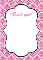 30 Hot Pink Vintage Damask Blank Thank You Cards Bridal Wedding Shower Birthday Party + 30 White Envelopes