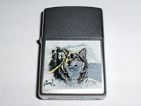 Zippo Wolf By Artist Al Agnew Satin Chrome Lighter