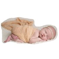Newborn Baby Photography Shoot Props Outfits Baby Scarf Luxury Stretch Wrap Yarn Cloth Blanket Photo Props (Beige)