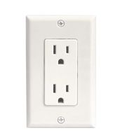 RiteAV 15A Electrical Duplex Receptacle Wall Outlet Plate 1 Gang Decorative - White