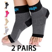 Dowellife Plantar Fasciitis Socks, Ankle Brace Compression Support Sleeves & Arch Support, Foot Compression Sleeves, Ease Swelling, Achilles Tendonitis, Heel Spur for Men Women (Black 2 Pairs, Medium)