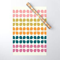 Society6 Wrapping Paper, Pack of 5, Retro '70s Geometric Leaves by June//Journal