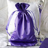 Efavormart 60PCS Purple Satin Gift Bag Drawstring Pouch Wedding Favors Bridal Shower Candy Jewelry Bags - 6"x 9"
