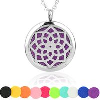 Bestwish Stainless Steel Lotus Flower Aromatherapy Essential Oil Diffuser Locket Pendant Necklace with 10 Refill Pads and 24" Chain
