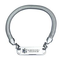 Pre-Engraved Chevron Pattern"Diabetes Type 1 Insulin Pump" Medical ID Bracelets for Women