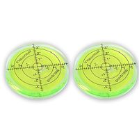 [2-Pack] Level Degree Mark - Bubble Level Measuring Tools - Ø66x10mm Large Spirit Bubble Surface Level Bullseye Round Inclinometers for PRO Measuring Tool (Green Liquid)