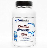 Choline Bitartrate 650mg // 200 Capsules // Pure // by PureControl Supplements