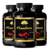 Metabolism and Nutrition - Hawthorn Extract 665MG - Dietary Supplements - Hawthorn Root Berry - 3 Bottles (360 Capsules)