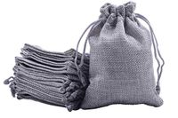 Sansam 25pcs 13.0x17.0cm/5.2''x6.8'' Grey Color Drawstring and Lining Burlap Bags Hemp/Hessian Bags, Jewelry Pouches, Wedding Favors, Jewelry Packing, Gift Bags