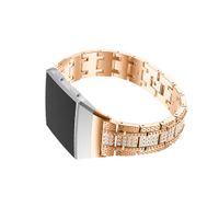 Hemobllo Fitbit Ionic Band Stainless Steel Wristband with Diamond Rhinestones Adjustable Watch Band Sparkling Bracelet Replacement Band Watch Strap Compatible for Fitbit Ionic (Rose Gold)