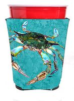 Caroline's Treasures 8657RSC Crab on teal Red Solo Cup Beverage Insulator Hugger, Red Solo Cup, multicolor