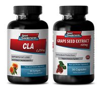 Anti-Aging Supplement - CLA - Grape Seed Extract - Combo - Grape Seed reservatrol - (2 Bottles Combo)