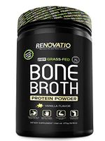 Bone Broth Protein Powder Vanilla - Monk Fruit Sweetened - Vital Collagen Protein - Keto Paleo Suitable. NON GMO Grass Fed Gluten Dairy Soy & Corn Free (16.18oz, 476 grams