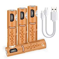 Mayuy UL Approved Rechargeable AAA Batteries 450mAh Battery with USB Ports High Capacity 1.2V NiMH Low Self Discharge Rechargeable Battery AAA Charging by USB Cable(4 Pack+ USB Cable)