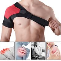 Shoulder Support Stability Brace- Light and Breathable Shoulder Strap for Shoulder Pain, Injury Recovery- Shoulder Compression Sleeve (Red, Left)
