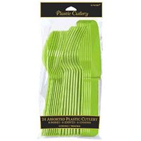 Amscan 4546.53 Premium Assorted Party Cutlery, 24 piece, Kiwi