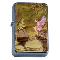 Perfection In Style Silver Flip Top Oil Lighter Vintage Frogs Design 006