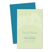 Houses on a Hill Personalized Moving Announcement - Green