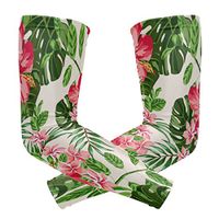 LEVEIS Tropical Hawaiian Plumeria and Hibiscus Flowers Sports Compression Arm Sleeves for Baseball, Basketball, Football, Cycling, Golf 1 Pair 2 Sleeves