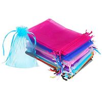 Mudder 50 Pieces 4 by 6 Inch Organza Gift Bags Drawstring Jewelry Pouches Wedding Party Favor Bags (Multicolor)