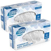 Disposable Vinyl Gloves, 200 Size Medium Non Sterile, Powder Free, Latex Free - Medical Examination Gloves, Cleaning Supplies, Kitchen and Food Safe - Ambidextrous - by Turba Medical