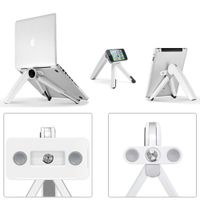 Laptop Stand Adjustable Portable Tablet Smartphone Holder - Multifunction Folding Bracket, Fits Notebooks from 10" - 17" and All Tablets, Smartphone(Enhanced, White)