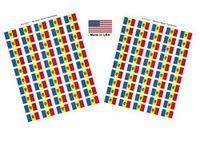 Made in USA! 100 Country Flag 1.5" x 1" Self Adhesive World Flag Scrapbook Stickers, Two Sheets of 50, 100 International Sticker Decal Flags Total (Moldova)