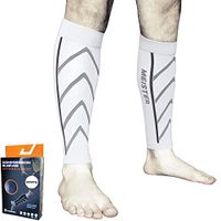 Meister Graduated 20-25mmHg Compression Running Leg Sleeves for Shin Splints (Pair) - White - Large