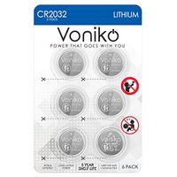 VONIKO 3 Volt CR2032 Battery 6 Pack – Lithium Batteries – 2032 Button Battery Flat – Child-Resistant Packaging Coin Battery, 5 Years Shelf Life