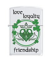 Zippo Custom Lighter - Claddagh Love Loyalty Friendship Heart - Regular White Matte