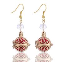 GIONO Filigree Crystal Openable Cage Aromatherapy Essential Oil Diffuser Locket Lava Stone Earring Set