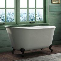 58" Cast Iron Swedish Tub with NO Faucet Holes & Oil Rubbed Bronze Feet-"Holt"