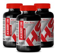 Brain Health Support Vitamins - ACAI Berry 1200 MG - Super ANTIOXIDANT - acai Pulp - 3 Bottles (180 Capsules)