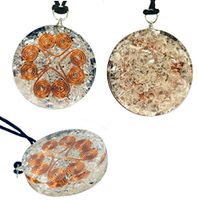 Orgonite Pendant Clear Quartz Heart Cooper Coil Orgone Gemstone Disc Reiki Spiritual Generator Energy Accumulator EMF Protection 2 inch