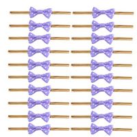 Yardwe 100pcs Bow Tie Twist for Bakery Candy Lollipop Cello Bag,Lovely Cute Colors Bow Tie Twist Ties for Cake Chocolate, Sealing CelloBags Small Treats Bags(Purple)