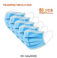 ᴍᴀsᴋ Droplet-Proof Rated Protective Face Cover (50pcs) Filtration Barrier Against Germ, Powder Disposable Blue