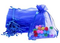 Shapenty 50PCS Organza Gift Bags Wedding Favor Candy Business Samples Display Jewelry Pouch Wrap with Drawstring for Baby Shower and Birthday Party (Dark Blue)
