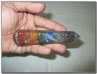 Jet Energized Chakra Layer Orgone Faceted Massage Wand Stick Energetic Copper Chokurei Reiki Holy Pious Auspicious Sacred