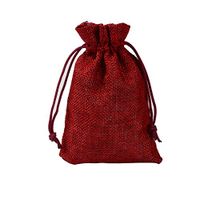 BZCTAH Linen Bags Burlap Jute Bags with Drawstrings, 20 PCS 7 x 9cm Pure Color Multipurpose Linen Gift Bag Jute Hessian Packing Storage Jewelry Pouches for Wedding Party Birthday Christmas, Wine red