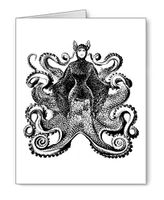 Quirky Victorian Octopus Lady #3 Note Cards with Envelopes Set of 8