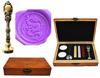 MNYR Dragon Luxury Wood Box Bronze Metal Peacock Wedding Invitations Gift Cards Paper Stationary Envelope Seals Custom Logo Wax Seal Sealing Stamp Wax Sticks Melting Spoon Wood Gift Box Kit